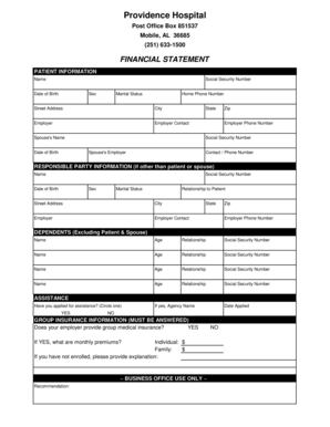 Providence Hospital Financial Statement