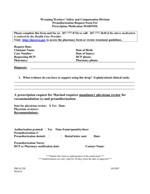 Wyoming Prescription Medication Preauthorization Request Form