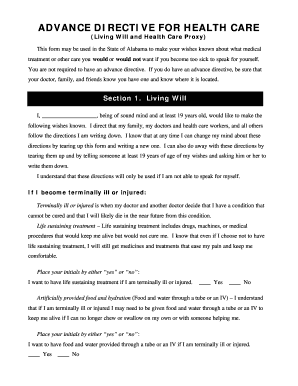 Alabama Advance Directive for Health Care