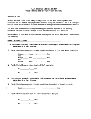 YRMC Immunization Verification Form