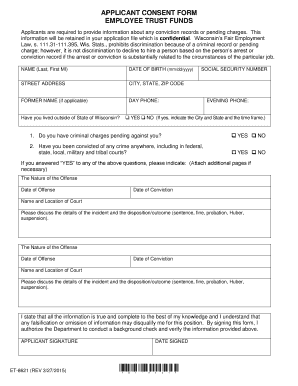 Employee Trust Funds Applicant Consent Form