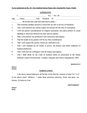 Medical Professional Affidavit