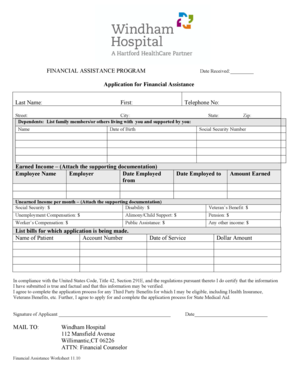 Financial Assistance Application