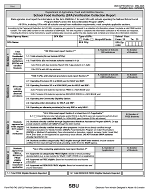 School Food Authority Verification Collection Report