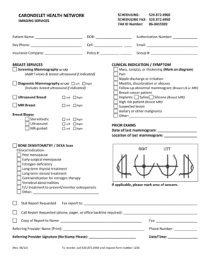 Breast Imaging Services Authorization Form