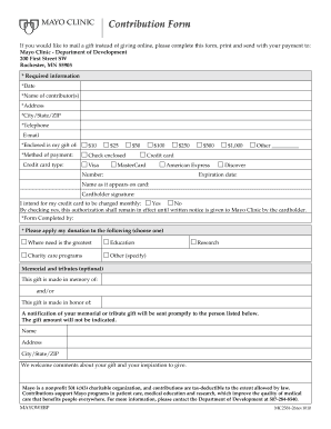 Mayo Clinic Contribution Form