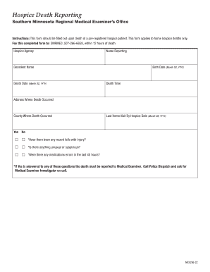 Hospice Death Reporting Form