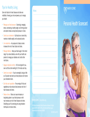 Healthy Living Tips and Personal Health Scorecard
