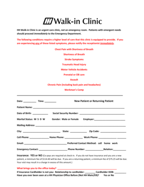 HH Walk-in Clinic Patient Registration Form