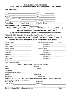 Employee Information Sheet
