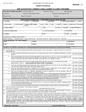 Pennsylvania License to Carry Firearms Application