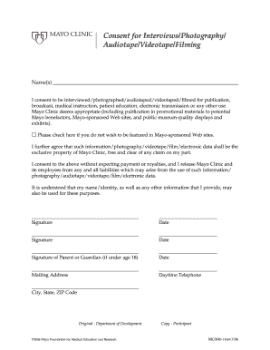 Mayo Clinic Media Consent Form