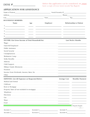 Baptist Health Application for Assistance