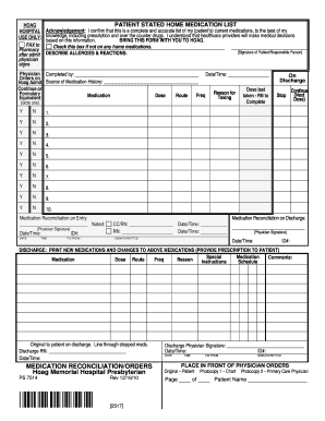 Hoag Patient Home Medication List