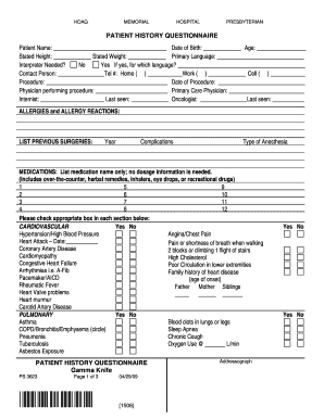 Patient History Questionnaire