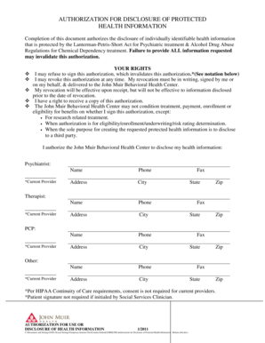 Authorization for Disclosure of Protected Health Information