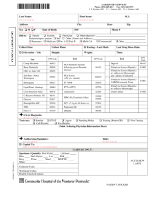 Laboratory Services Order Form