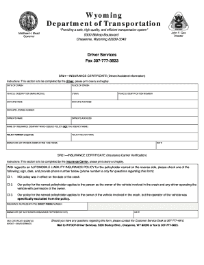 Wyoming SR21 Insurance Certificate