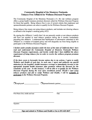 Community Hospital Tobacco Free Affidavit