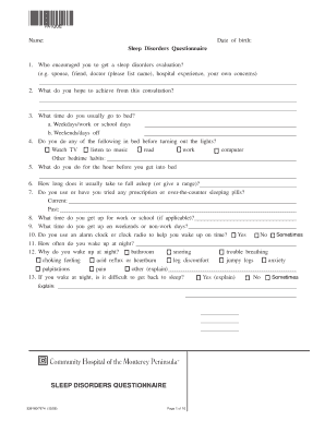 Sleep Disorders Questionnaire