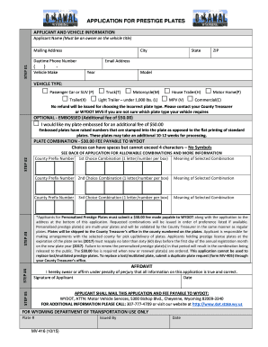 Wyoming Prestige License Plate Application