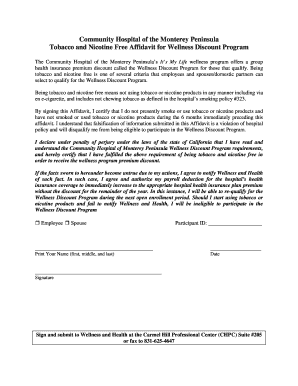 Community Hospital Tobacco Free Affidavit