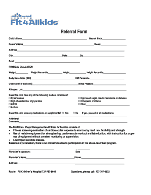 Referral Form for Fit4AllKids Program