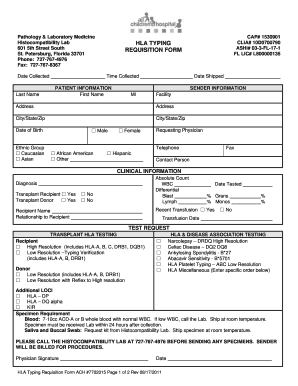 HLA Typing Requisition Form