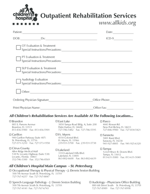Outpatient Rehabilitation Services Form