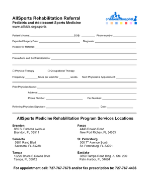 AllSports Rehabilitation Referral Form