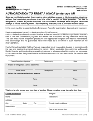Authorization to Treat a Minor