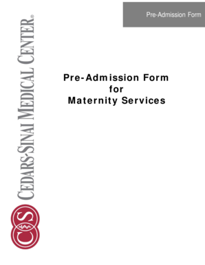 Pre-Admission Form for Maternity Services