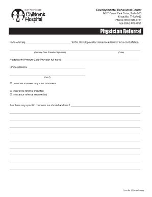 Developmental Behavioral Center Appointment Forms