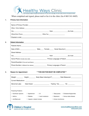 Healthy Ways Clinic Patient Referral Form