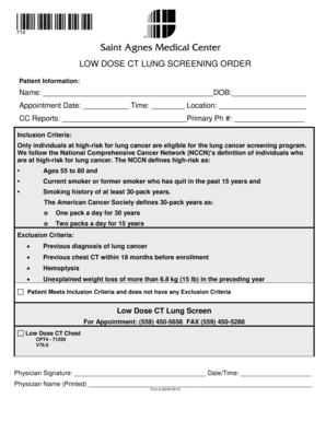 Low Dose CT Lung Screening Order