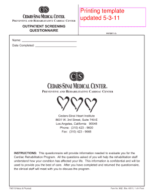 Cardiac Rehabilitation Screening Questionnaire