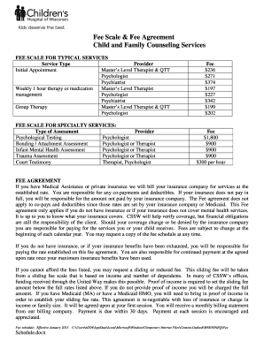 Child and Family Counseling Fee Agreement