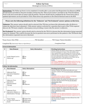 Follow-Up Form for Cholangiocarcinoma