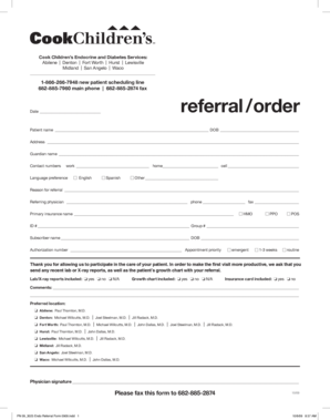 Endocrine and Diabetes Services Referral Form