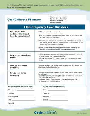 Cook Children's Pharmacy Prescription Form