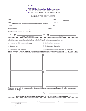 Request for Academic Documents