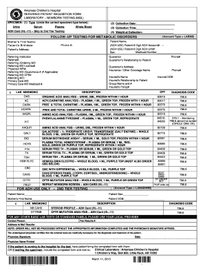 Arkansas Newborn Testing Requisition Form
