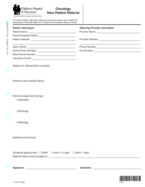 Oncology New Patient Referral Form