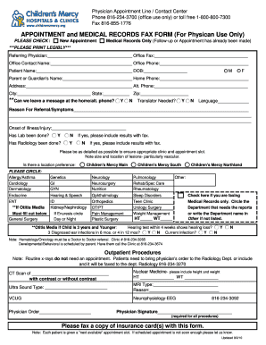 Physician Appointment and Medical Records Fax Form