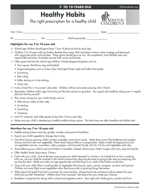 Healthy Habits for 7-to-10-Year-Olds