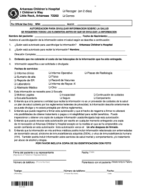 AUTORIZACION PARA DIVULGAR INFORMACION SOBRE LA SALUD