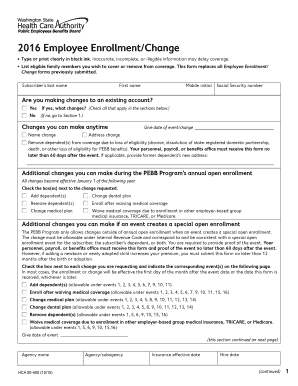 2016 Employee Enrollment Change Form