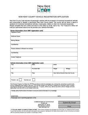 New Kent County Vehicle Registration Application