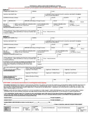 Minnesota Marriage License Application