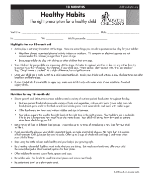 18-Month Child Health Checkup Form